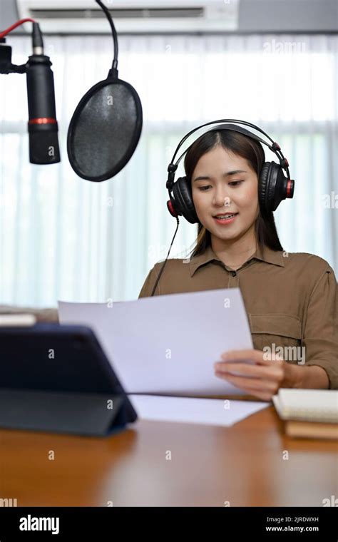 Portrait Professional And Talented Young Asian Female Radio Host