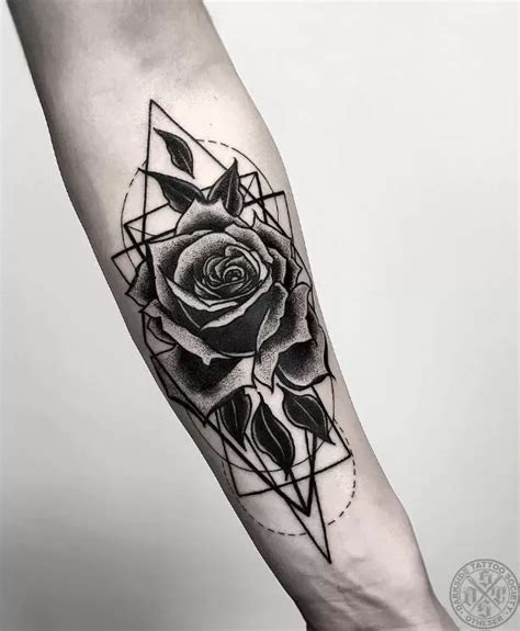 Geometry Rose Tattoo TATTOOGOTO