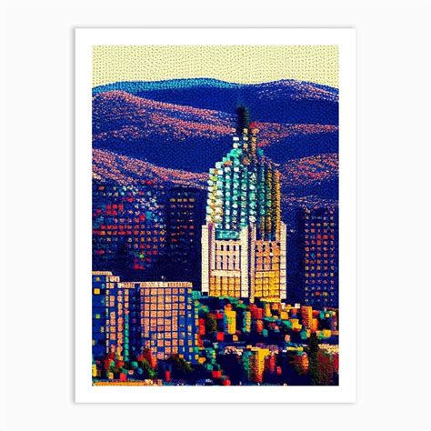 Reno City Us Pointillism Art Print By Us Cityscapes Fy