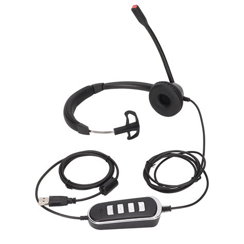 Telephone Headset Black Monaural Noise Cancelling Headphones With Microphone Usb Sound Card For