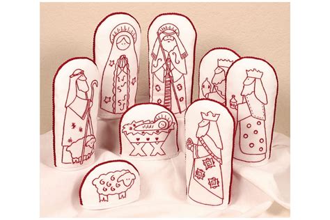 The Posy Collection Folkart Nativity Redwork Kit