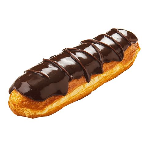 Chocolate Eclair With Glossy Icing On A Plate 49297793 Png