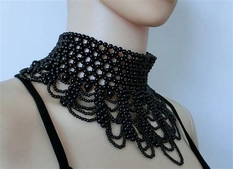 Novelty Fake Collar Women Detachable Collars Pealrs Beaded Black White