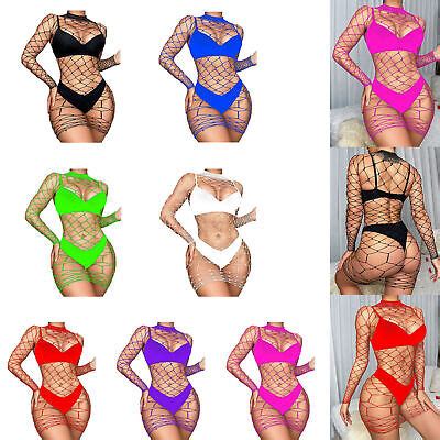 Womens Sexy Bodysuit Fishnet Body Stocking Lingerie Babydoll Nightwear Sleepwear EBay