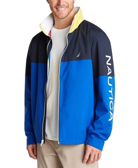 Nautica Mens Colorblock Lightweight Jacket Bright Cobalt Blue