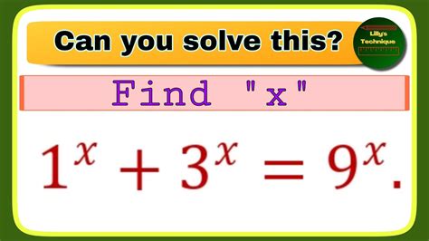 Math Olympiad Question Nice Exponential Equation Solving Find X 1