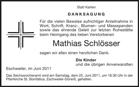 Traueranzeigen von Mathias Schlösser Aachen gedenkt