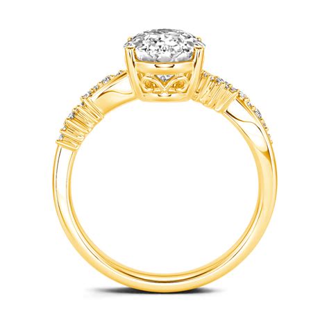 Jeulia Ring 10K 14K 18K Gold Platin Moissanite Twist Ovaler Schnitt