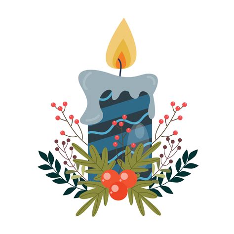 Candle Vector Design With Leaf Ornament And Decoration Merry Christmas