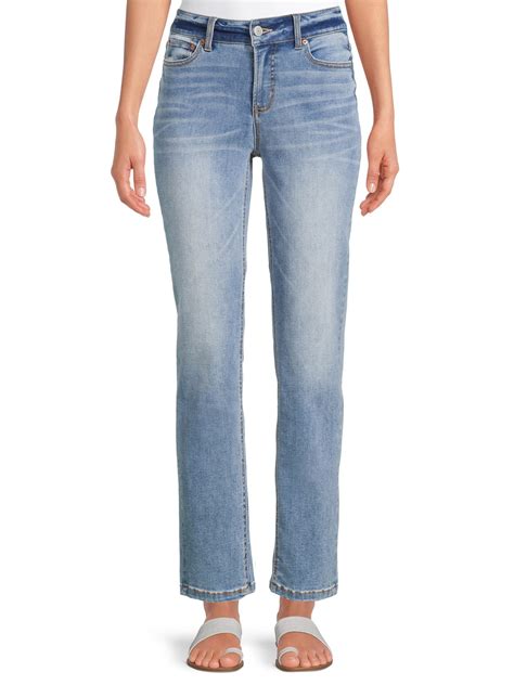 Time And Tru Womens Mid Rise Straight Jean Walmart