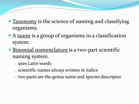 Ppt Taxonomy Is The Science Of Naming And Classifying Organisms