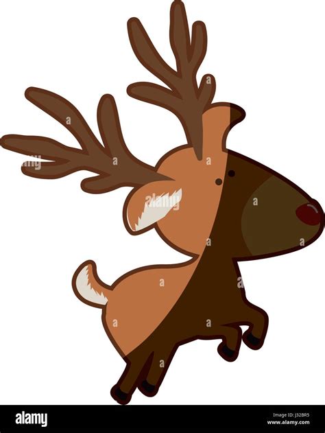 Silhouette Caricature Color Of Reindeer Jumping And Half Shadow Stock