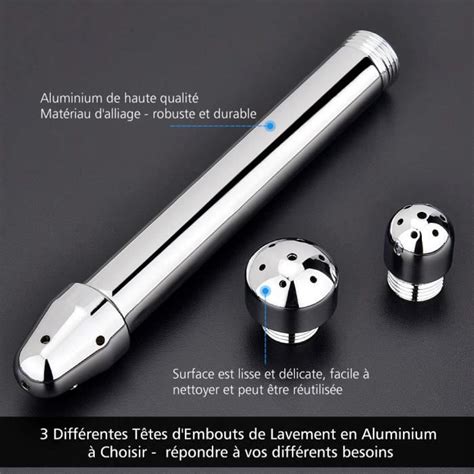 Douche Anale Pomme de Douche Lavement en Aluminium avec Têtes pour Nettoyage de Vagin Anal