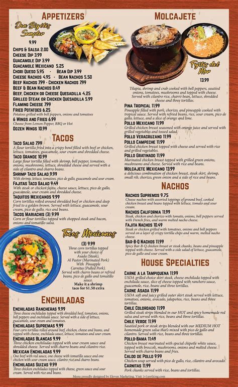 Menu At Don Bigotes Mexican Restaurant Piedmont