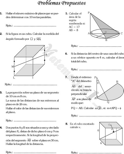 Rectas Y Planos Ejercicios Resueltos Pdf Estereometria