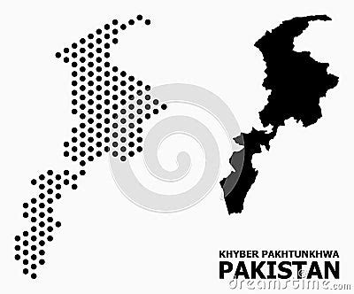 Dot Pattern Map Of Khyber Pakhtunkhwa Province Cartoon Vector