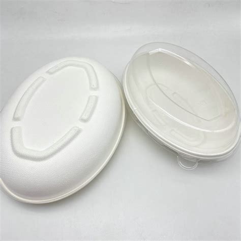 100 Biodegradable Sugarcane Bagasse Pulp Oval Tray With Lid China