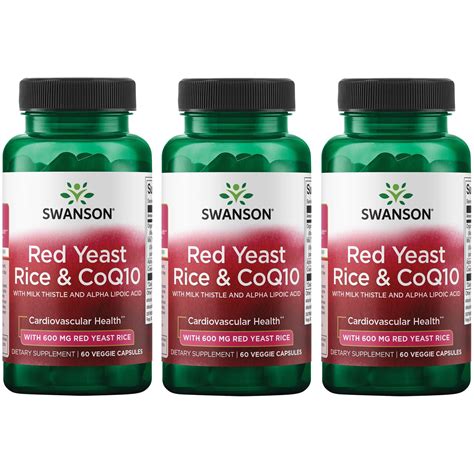 Swanson Red Yeast Rice And Coq10 With Milk Thistle And Alpha Lipoic Acid 3 Pack