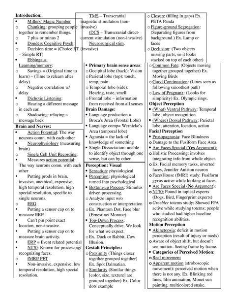 PSC 100 Test 1 Cheat Sheet Introduction TDCS Transcranial