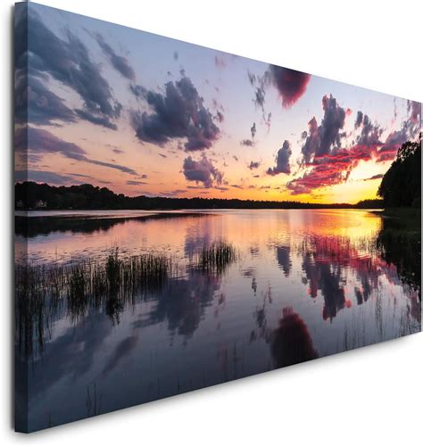 Paul Sinus Art Gmbh Sonnenuntergang Meer X Cm Panorama Leinwand