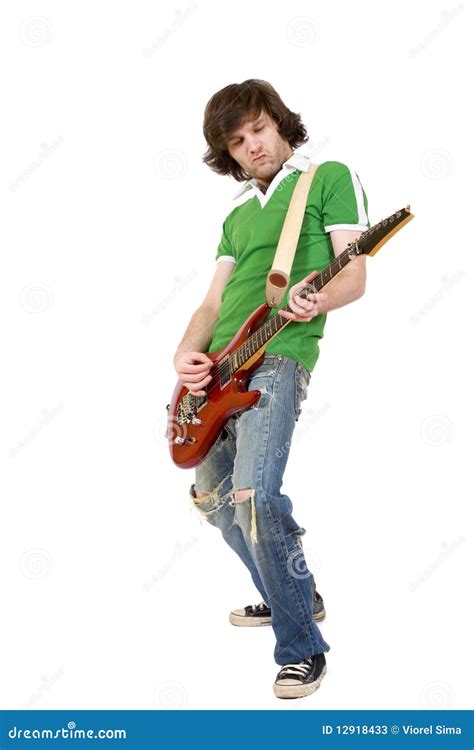 Rockstar with a guitar stock image. Image of expression - 12918433