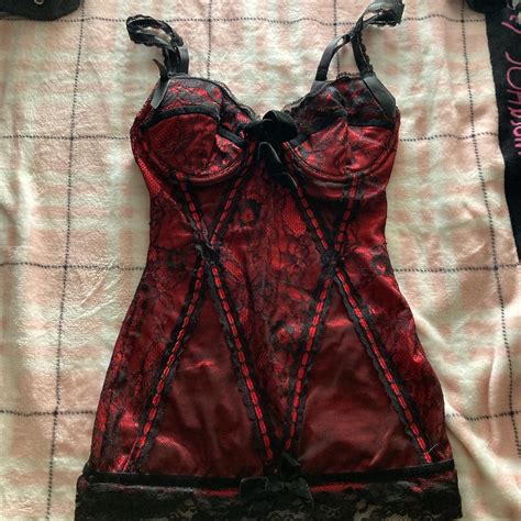 Red And Black Lace Lingerie Last Photo Is It On I Depop