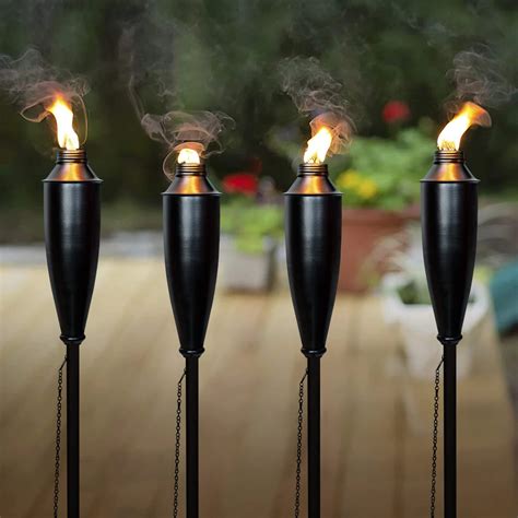 Deco Home Set Of 4 Garden Tiki Torch Citronella Metal Garden Torch For Outside 60 Inch Height