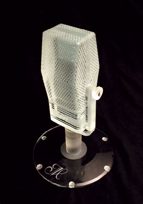 Carved Crystal Replica Of An RCA Studio Microphone Created For And