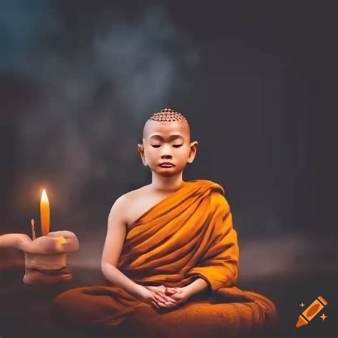 High Definition Portrait Image Of A Serene Buddhist Monk Meditating In