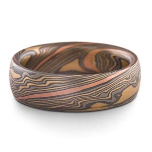 Unique Mokume Gane Twist Pattern Ring Or Wedding Band Set In Etsy