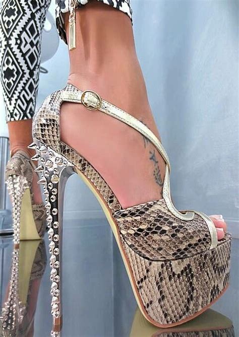 Snakeskin Stiletto Heels High Ankle Boots Hot High Heels