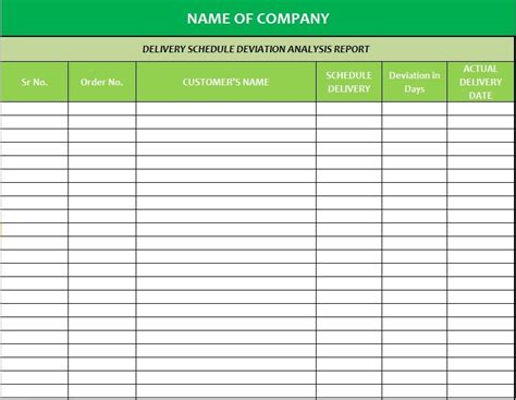 Delivery Schedule Template In Excel Format Excel Tmp