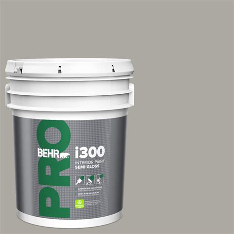 Behr Pro 5 Gal N360 3 Still Gray Semi Gloss Interior Paint Pr37005