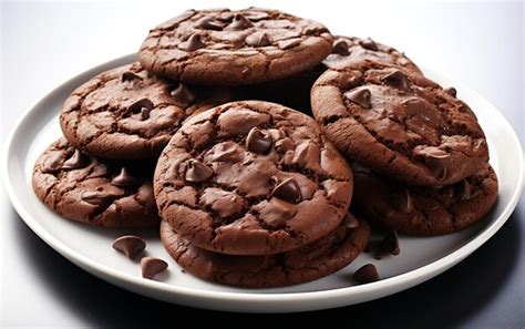 Premium AI Image A Pile Of Chocolate Cookies Sitting On Top Of A