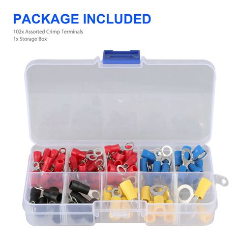 102pcs Assorted Insulated Ring Crimp Terminal Electrical Wire Connector