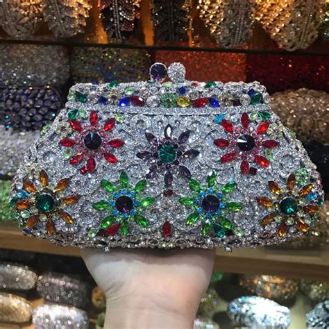 Bolso De Lujo De Flores Para Mujer Bolsa De Mano Con Piedras Para Boda