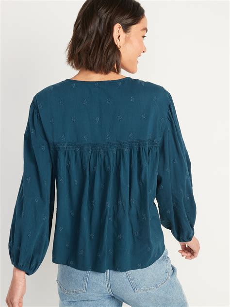 Long Sleeve Embroidered Poet Blouse For Women Old Navy