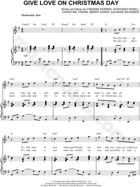 The Jackson 5 "Give Love on Christmas Day" Sheet Music in G Major ...