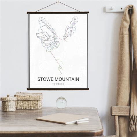 Stowe Mountain Vermont Ski Trail Map Hanging Canvas of Stowe Mountain ...