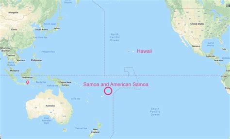 Samoan Islands On World Map United States Map