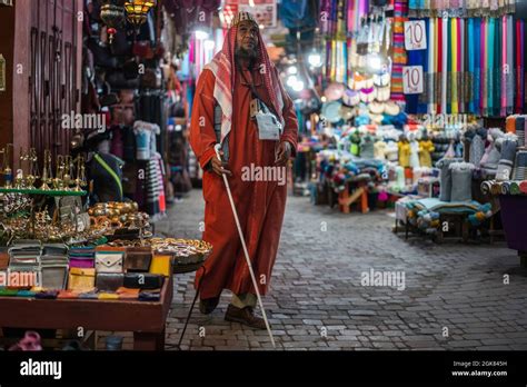 Street Scene In The Souk Semmarine Marrakech Morocco Africa Stock