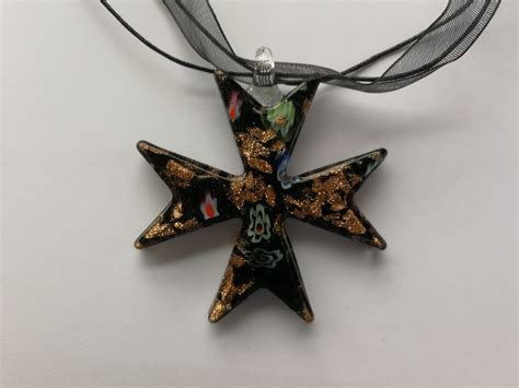 Glass Maltese Cross Pendant Clarach