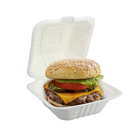 Cajas Para Hamburguesas De Fibra Blancas 10x10x8cm Pack De 125