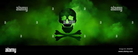 Green Toxic Smoke Cloud With Skull Sign Background Bad Poison Smell