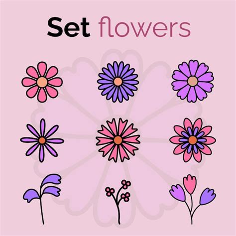 Premium Vector Set Of Flower Icons