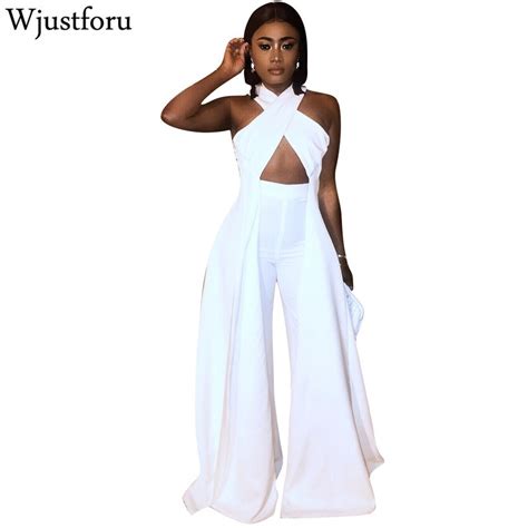 Wjustforu Pure Color Sweet Elegant Loose Jumpsuit Women Hollow Out