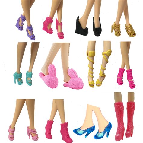 Randomly Picked 10 Pairs Colorful Assorted Fashion Colorful Doll Shoes