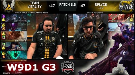 Vitality Vs Splyce Week 9 Day 1 Of S8 EU LCS Spring 2018 VIT Vs SPY