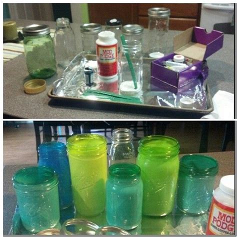 Tinted Mason Jar Diy You Need Jars Food Coloring And Some Mod Podge