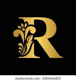 Gold Letter R Vintage Golden Flower Stock Vector Royalty Free